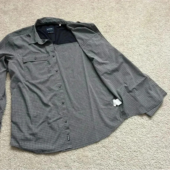 Prana Garvan Long Sleeve Shirt Gray Men's Size Large Outdoor Active # M21212643 - Picture 13 of 16